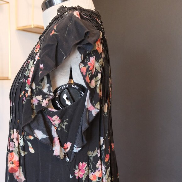 JADE by Johnny Was Pintuck crochet trim floral swing dress - Picture 4 of 7